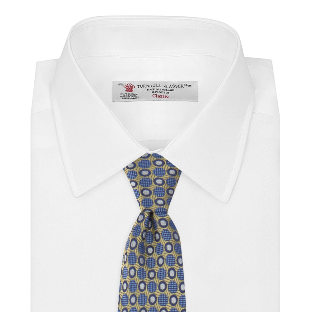 Gold and Blue Circle and Spot Silk Tie
