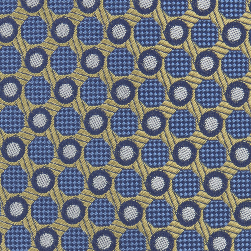 Gold and Blue Circle and Spot Silk Tie