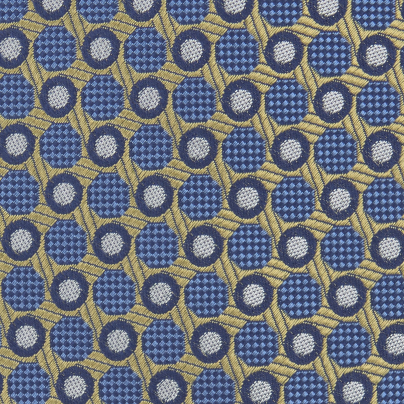View 3 of product Gold and Blue Circle and Spot Silk Tie