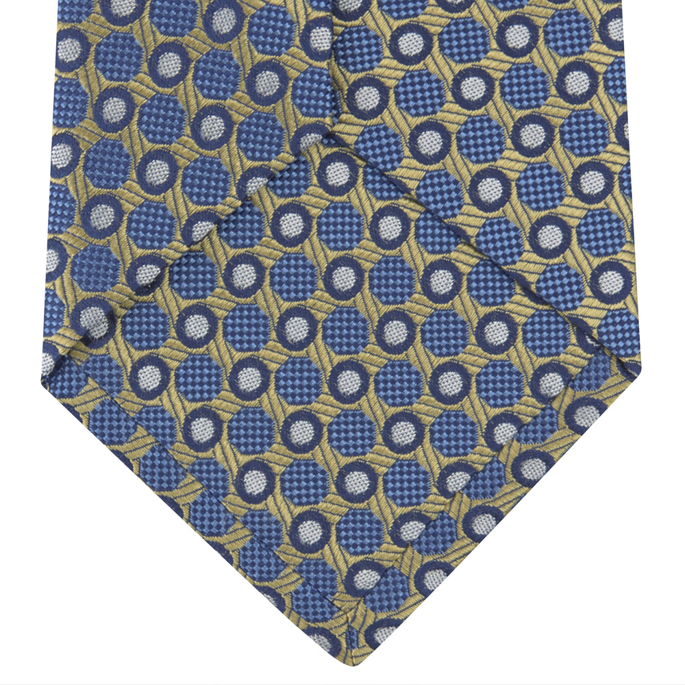 Gold and Blue Circle and Spot Silk Tie