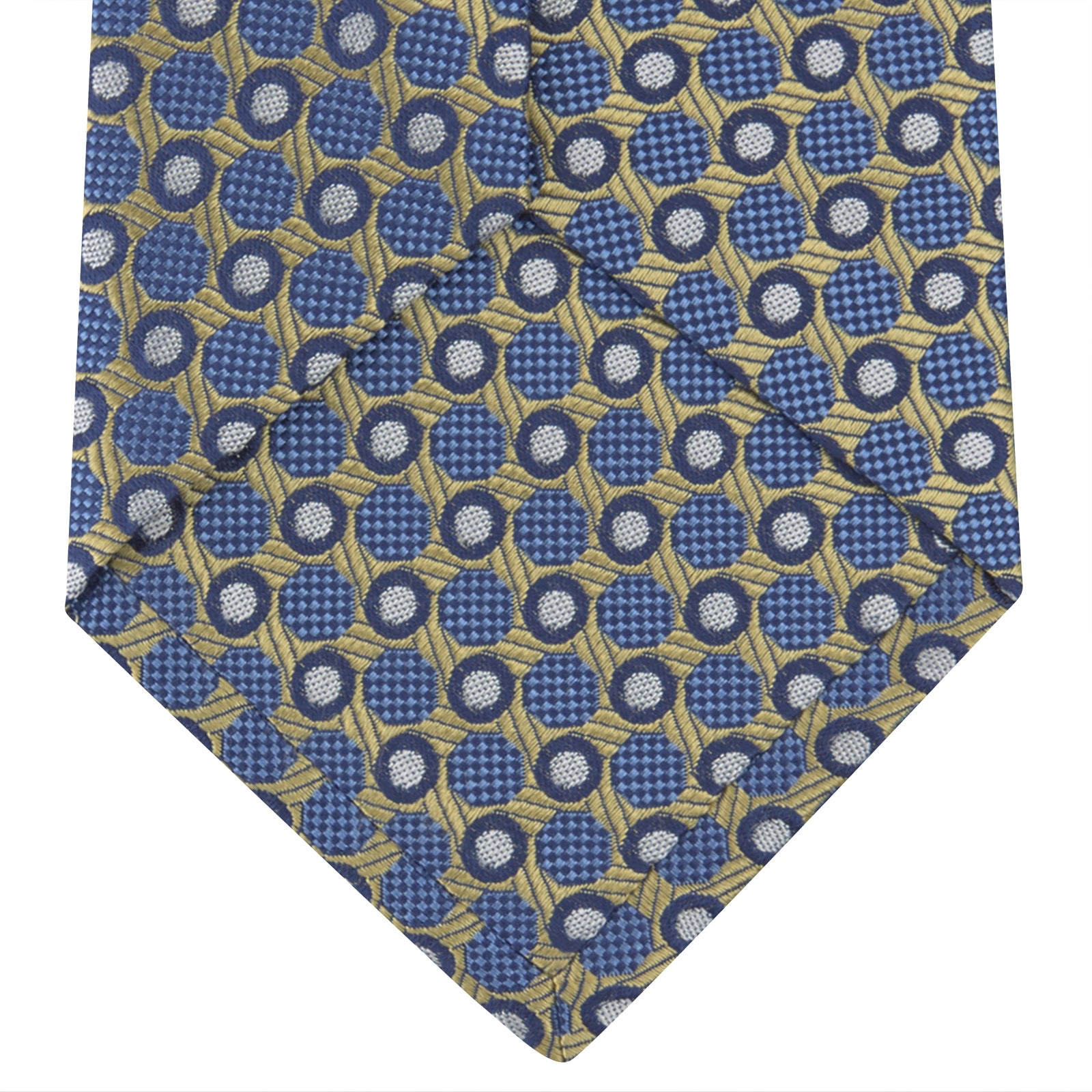 View 4 of product Gold and Blue Circle and Spot Silk Tie