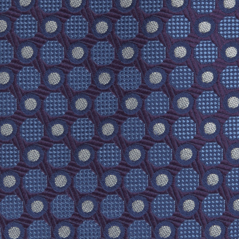 Plum and Blue Circle and Spot Silk Tie