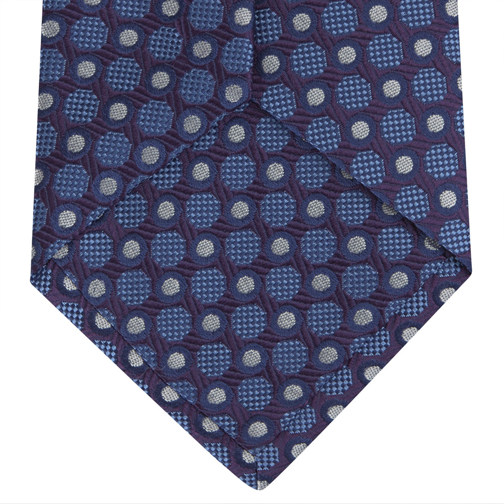 Plum and Blue Circle and Spot Silk Tie