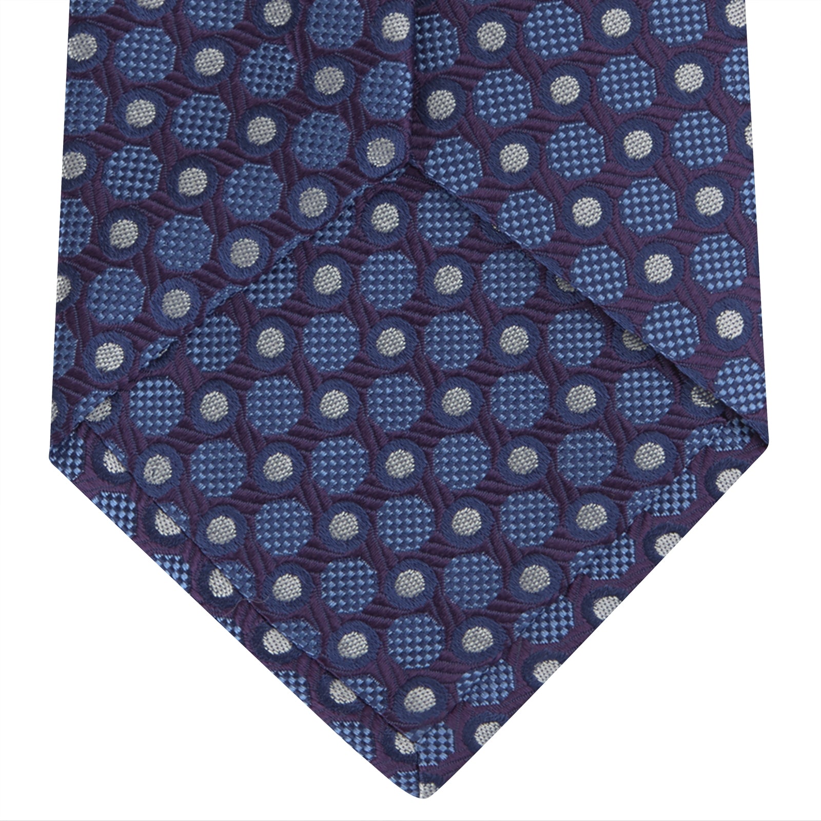 View 4 of product Plum and Blue Circle and Spot Silk Tie