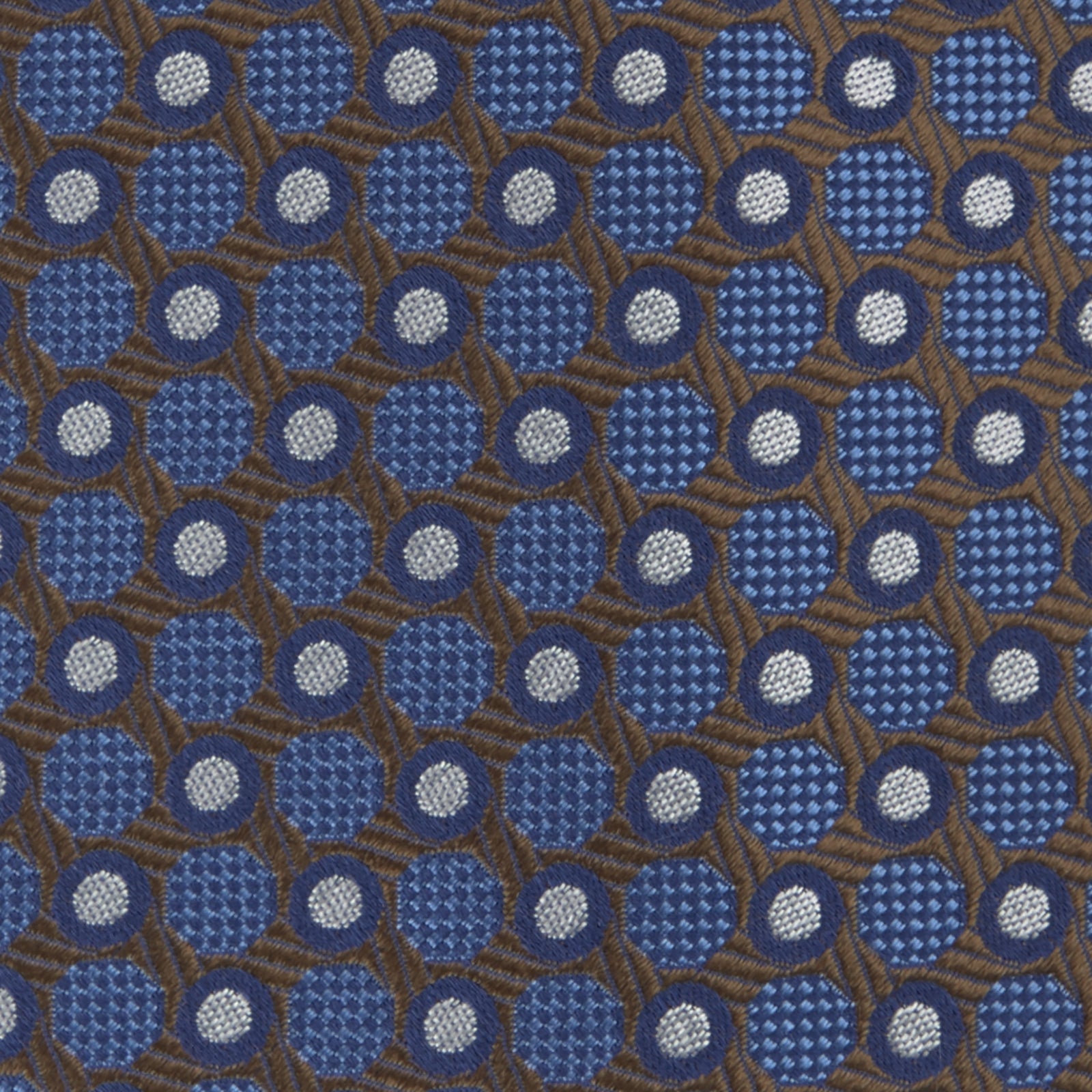 View 3 of product Brown and Blue Circle and Spot Silk Tie