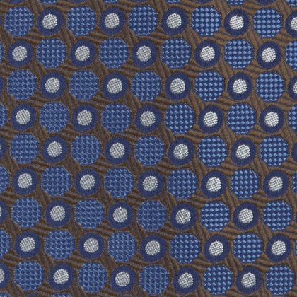 Brown and Blue Circle and Spot Silk Tie Image 2