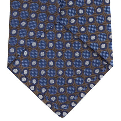 Brown and Blue Circle and Spot Silk Tie Image 3