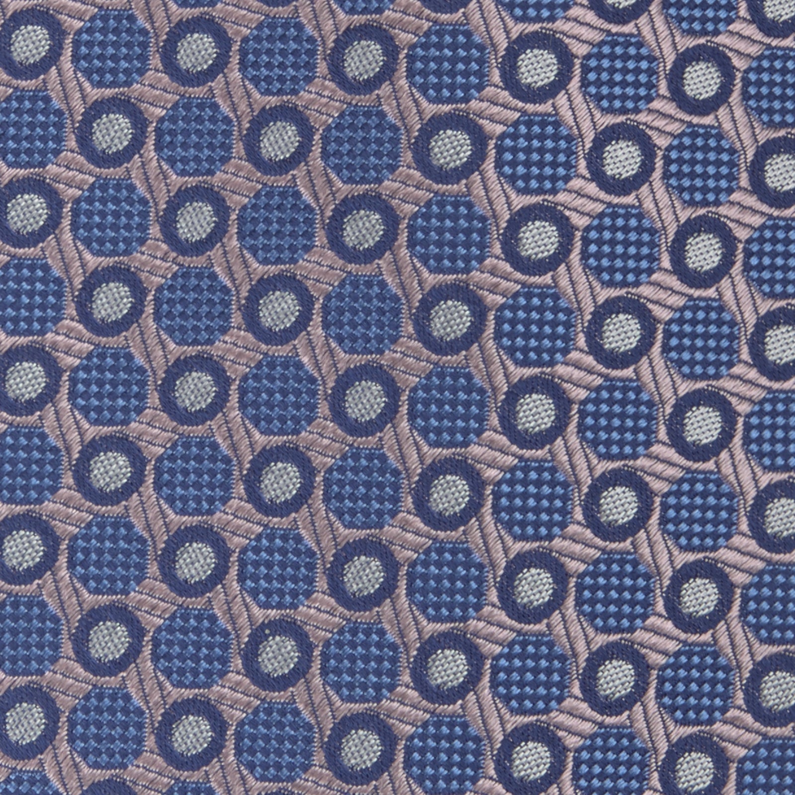 Rose and Blue Circle and Spot Silk Tie