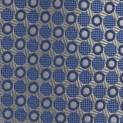 Silver and Blue Circle and Spot Silk Tie Image 2