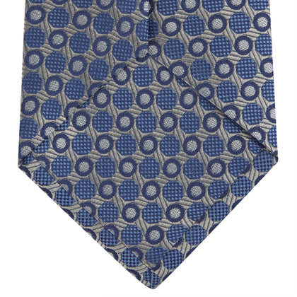 Silver and Blue Circle and Spot Silk Tie Image 3