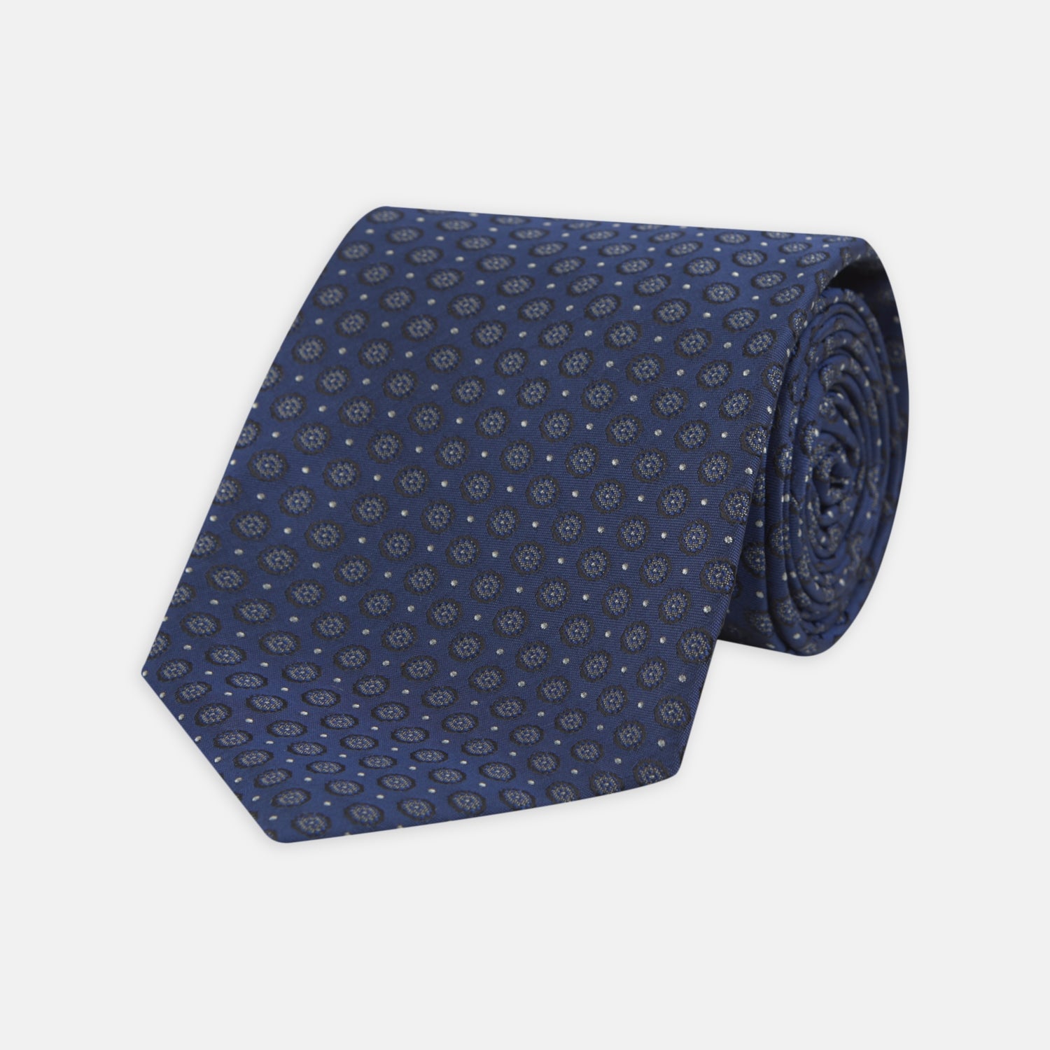 View 1 of product Navy Floral Spot Silk Tie
