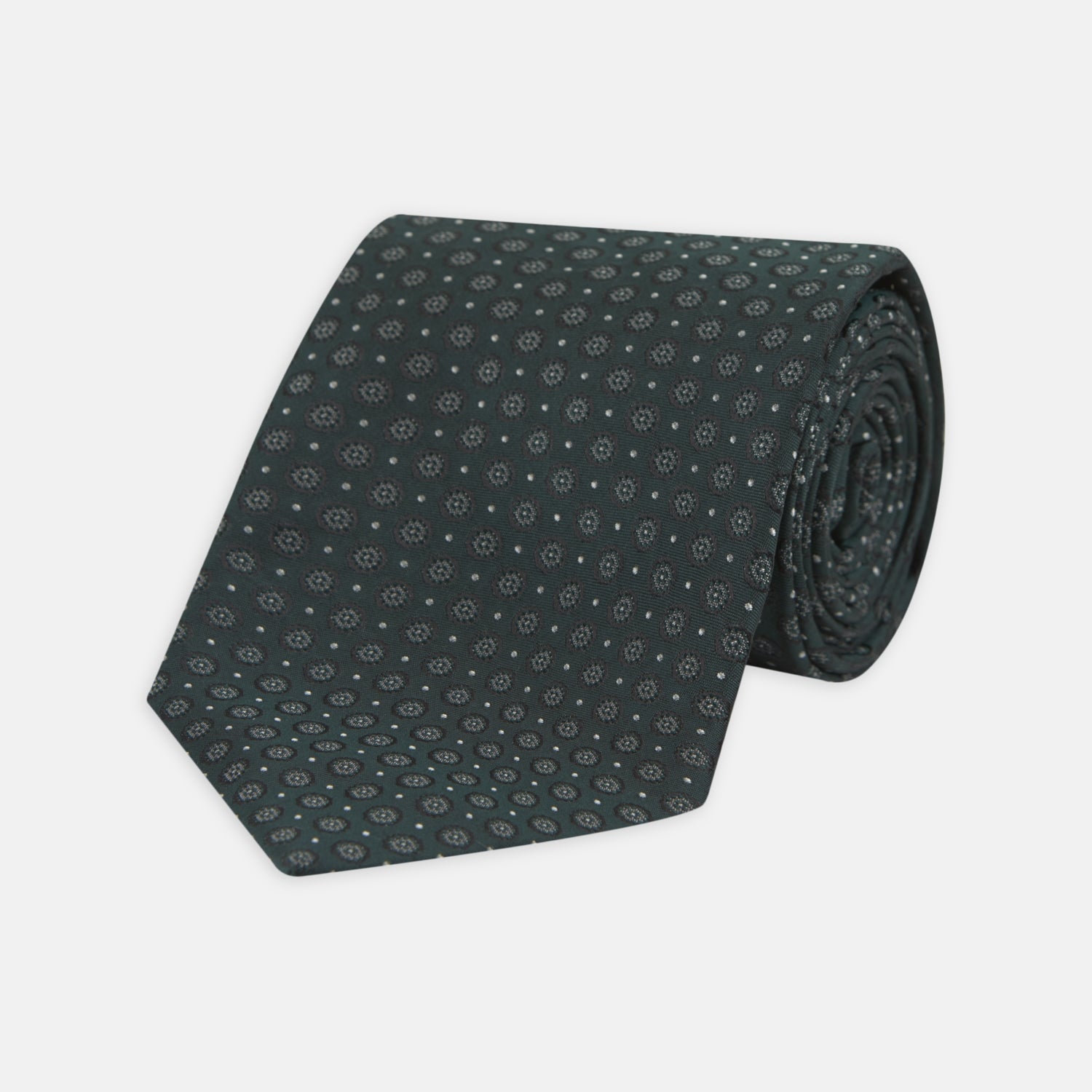 View 1 of product Forest Green Floral Spot Silk Tie