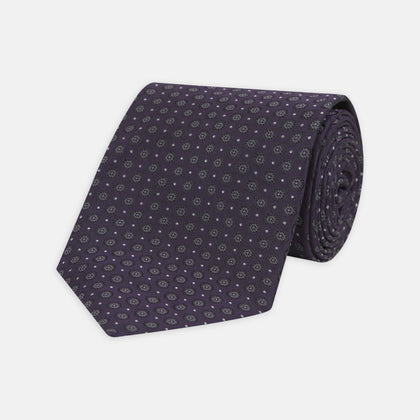 Plum Floral Spot Silk Tie