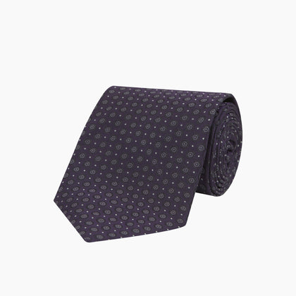 Plum Floral Spot Silk Tie Image 4