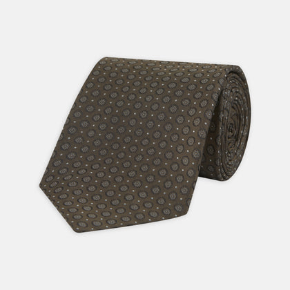 Brown Floral Spot Silk Tie