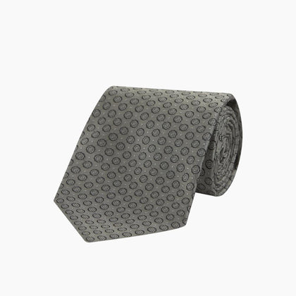 Grey Floral Spot Silk Tie Image 4