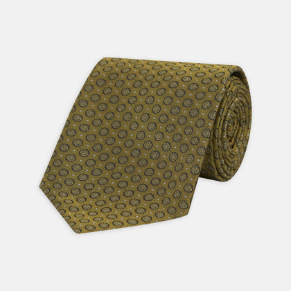 Gold Floral Spot Silk Tie