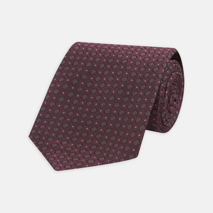 Wine Floral Spot Silk Tie