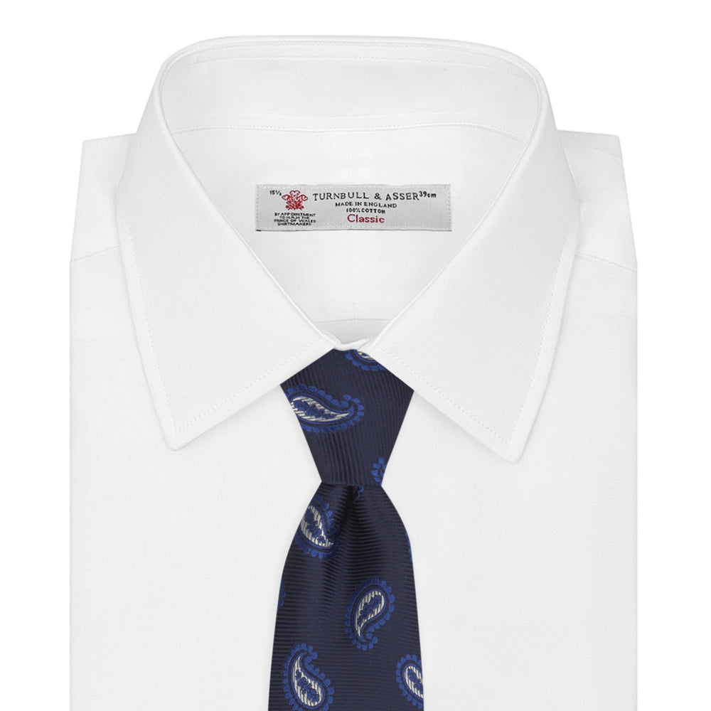 Navy and Royal Blue Floating Paisley Silk Tie