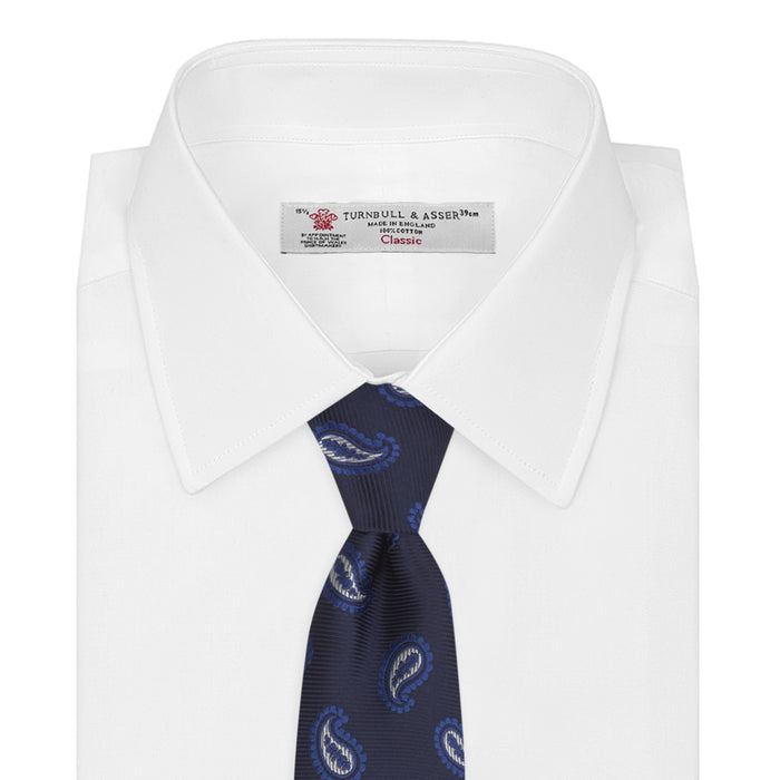 Navy and Royal Blue Floating Paisley Silk Tie Image 1