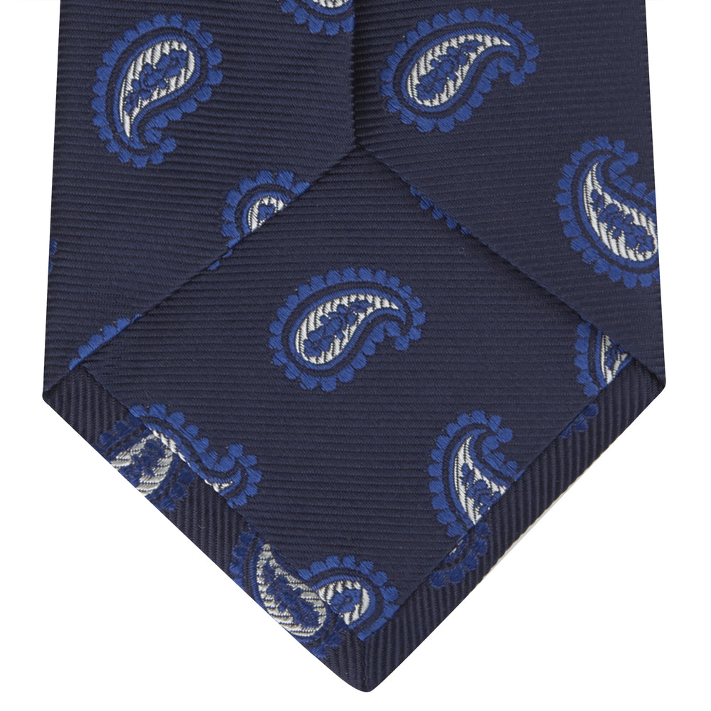 Navy and Royal Blue Floating Paisley Silk Tie