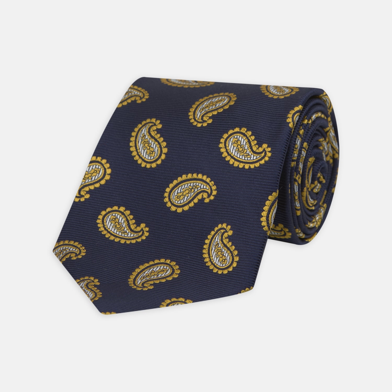 View 1 of product Navy and Gold Floating Paisley Silk Tie