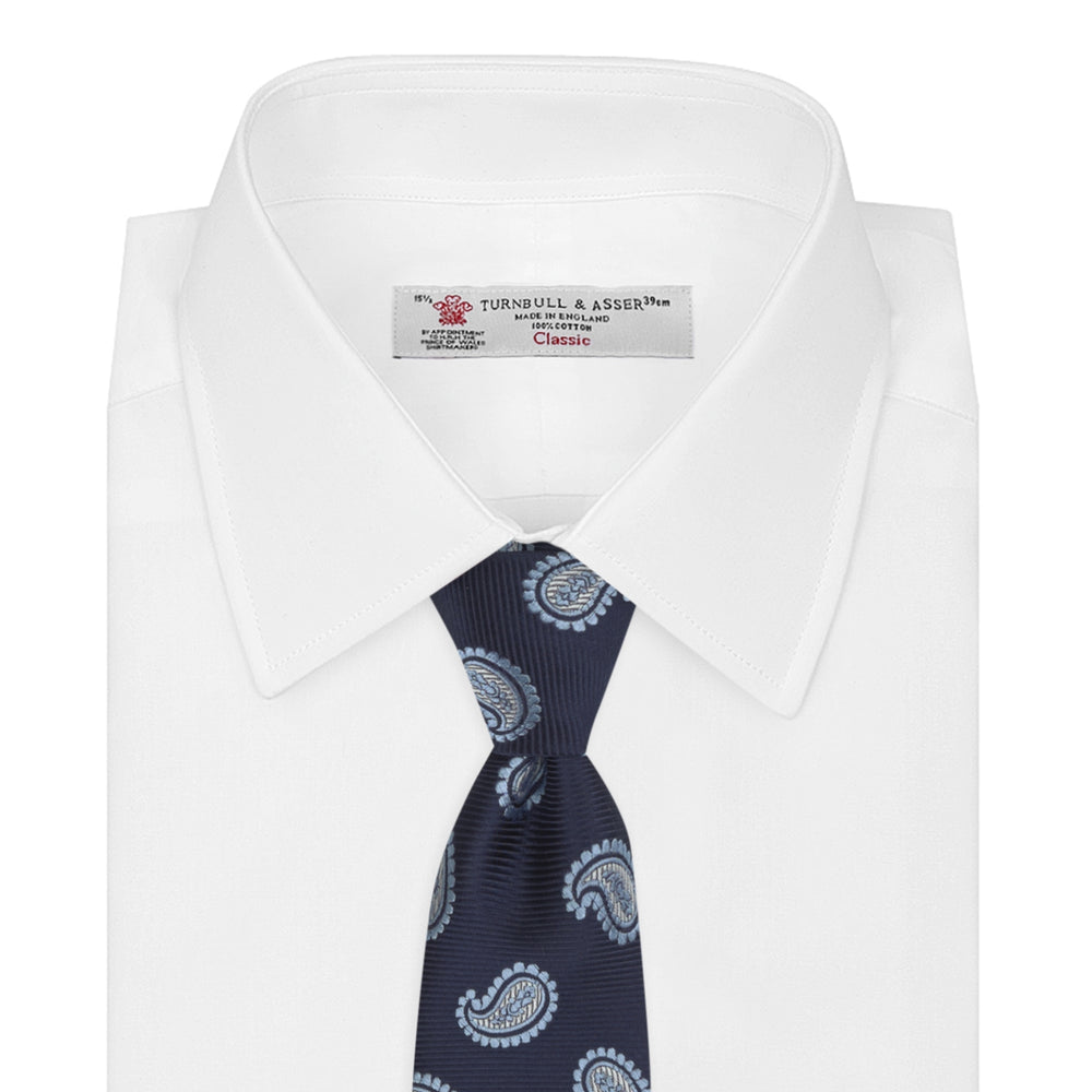 Navy and Light Blue Floating Paisley Silk Tie