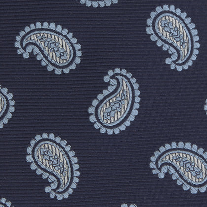 Navy and Light Blue Floating Paisley Silk Tie Image 2