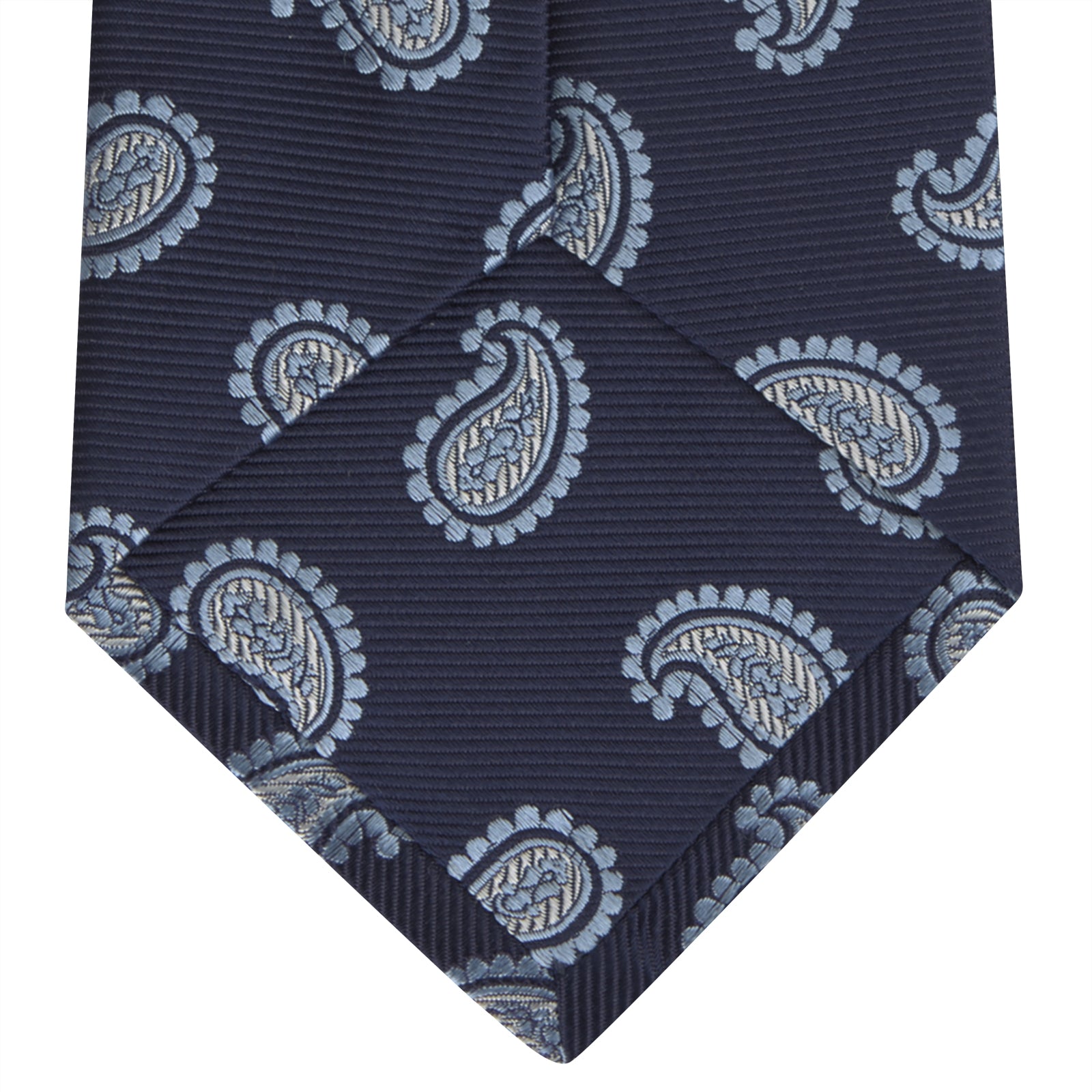View 4 of product Navy and Light Blue Floating Paisley Silk Tie