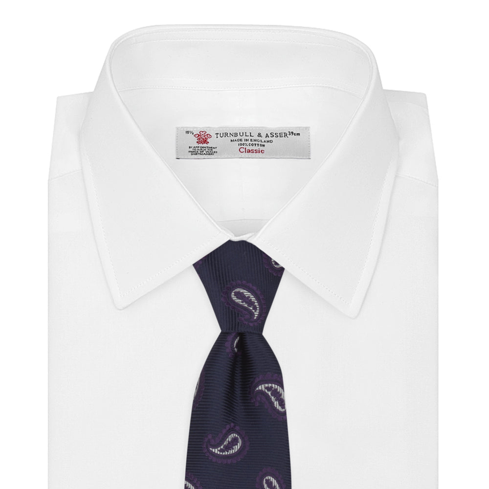 Navy and Plum Floating Paisley Silk Tie