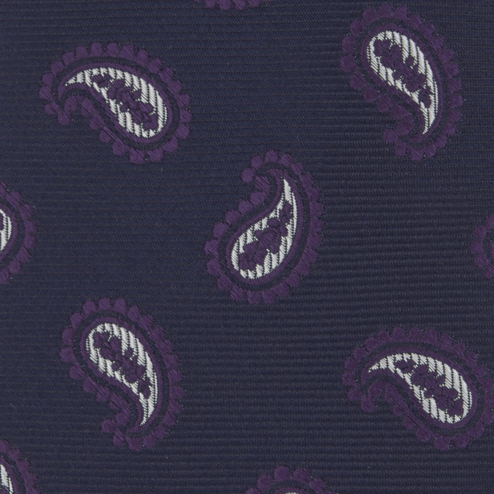 Navy and Plum Floating Paisley Silk Tie