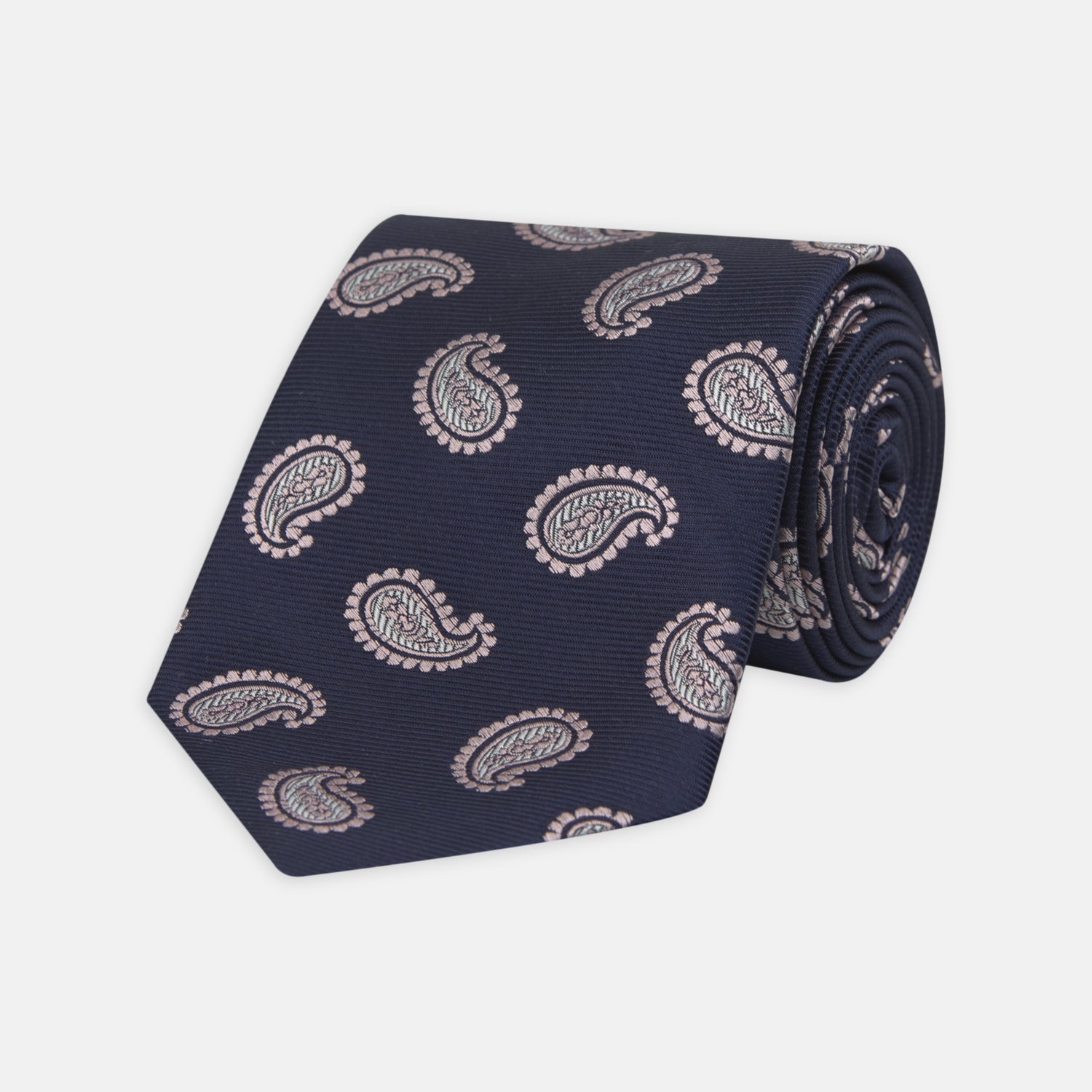 View 1 of product Navy and Light Pink Floating Paisley Silk Tie
