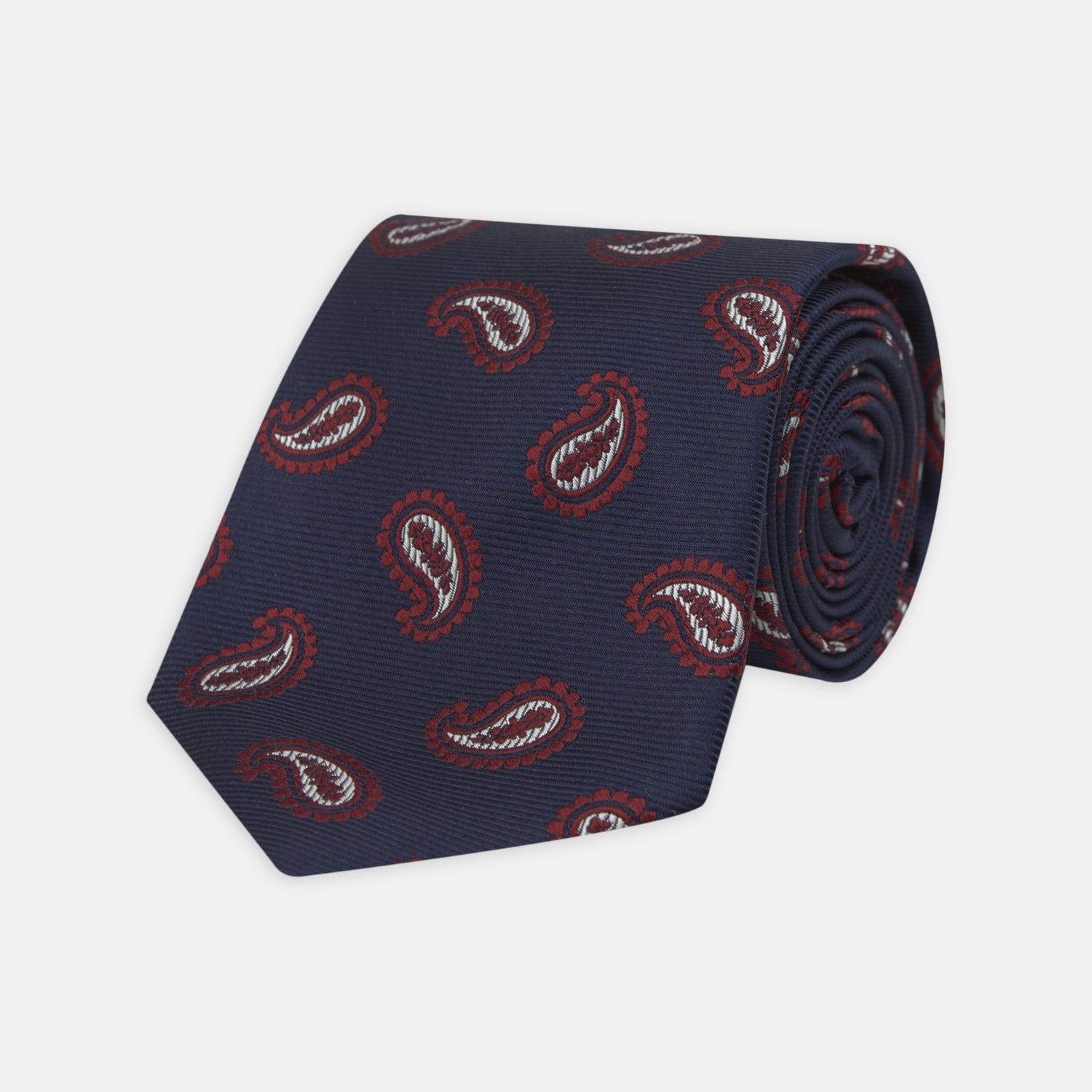 View 1 of product Navy and Burgundy Floating Paisley Silk Tie