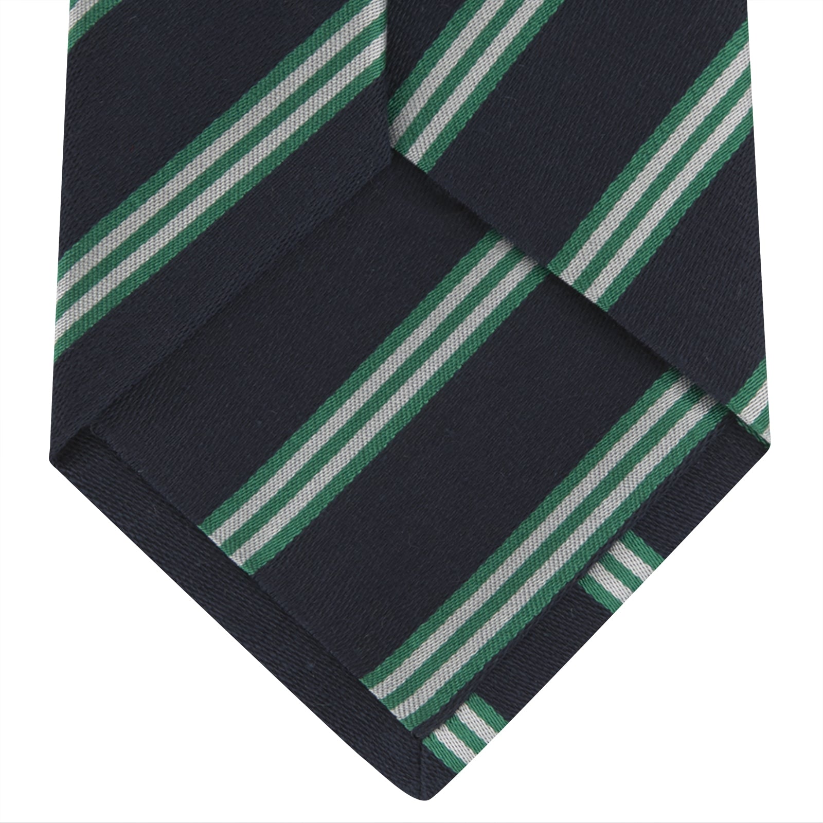 View 4 of product Navy, Green and White Multi Repp Stripe Silk Tie