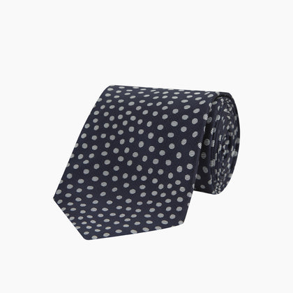 Navy and White Paint Spot Silk Tie Image 4