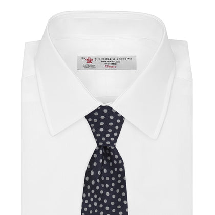 Navy and White Paint Spot Silk Tie Image 1