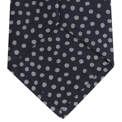 Navy and White Paint Spot Silk Tie Image 3