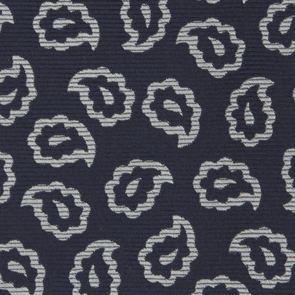 Navy and White Petal Paisley Silk Tie Image 2