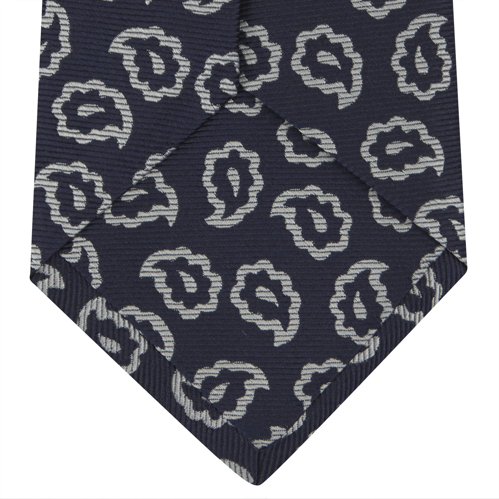 View 4 of product Navy and White Petal Paisley Silk Tie