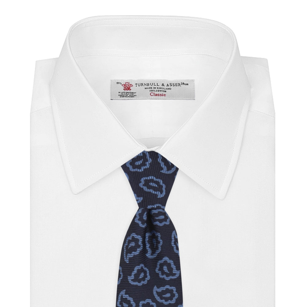 Navy and Blue Petal Paisley Silk Tie