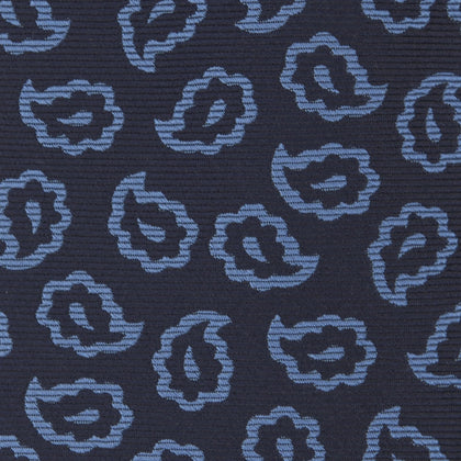 Navy and Blue Petal Paisley Silk Tie Image 2