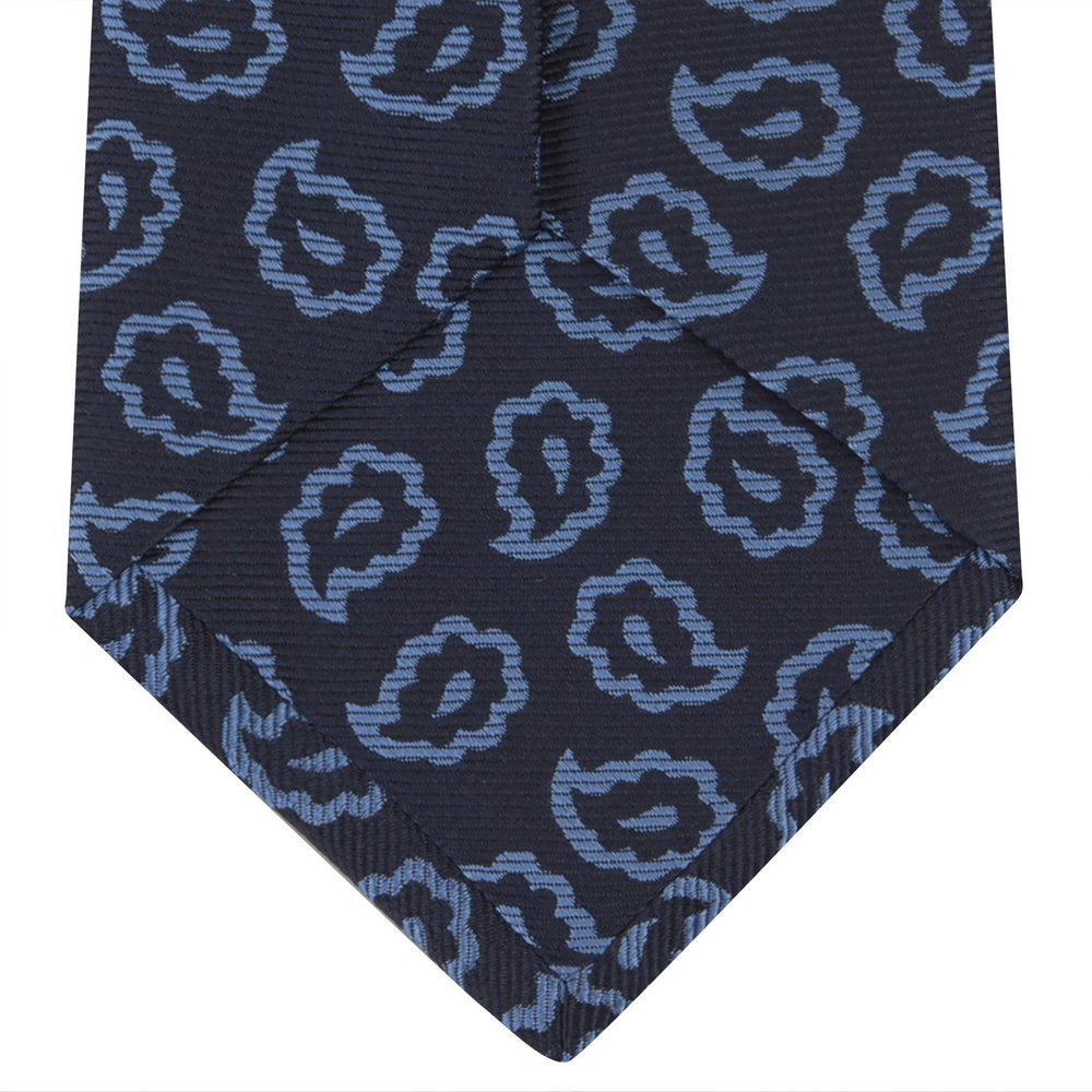 Navy and Blue Petal Paisley Silk Tie