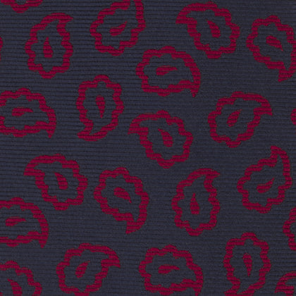 Navy and Red Petal Paisley Silk Tie Image 2