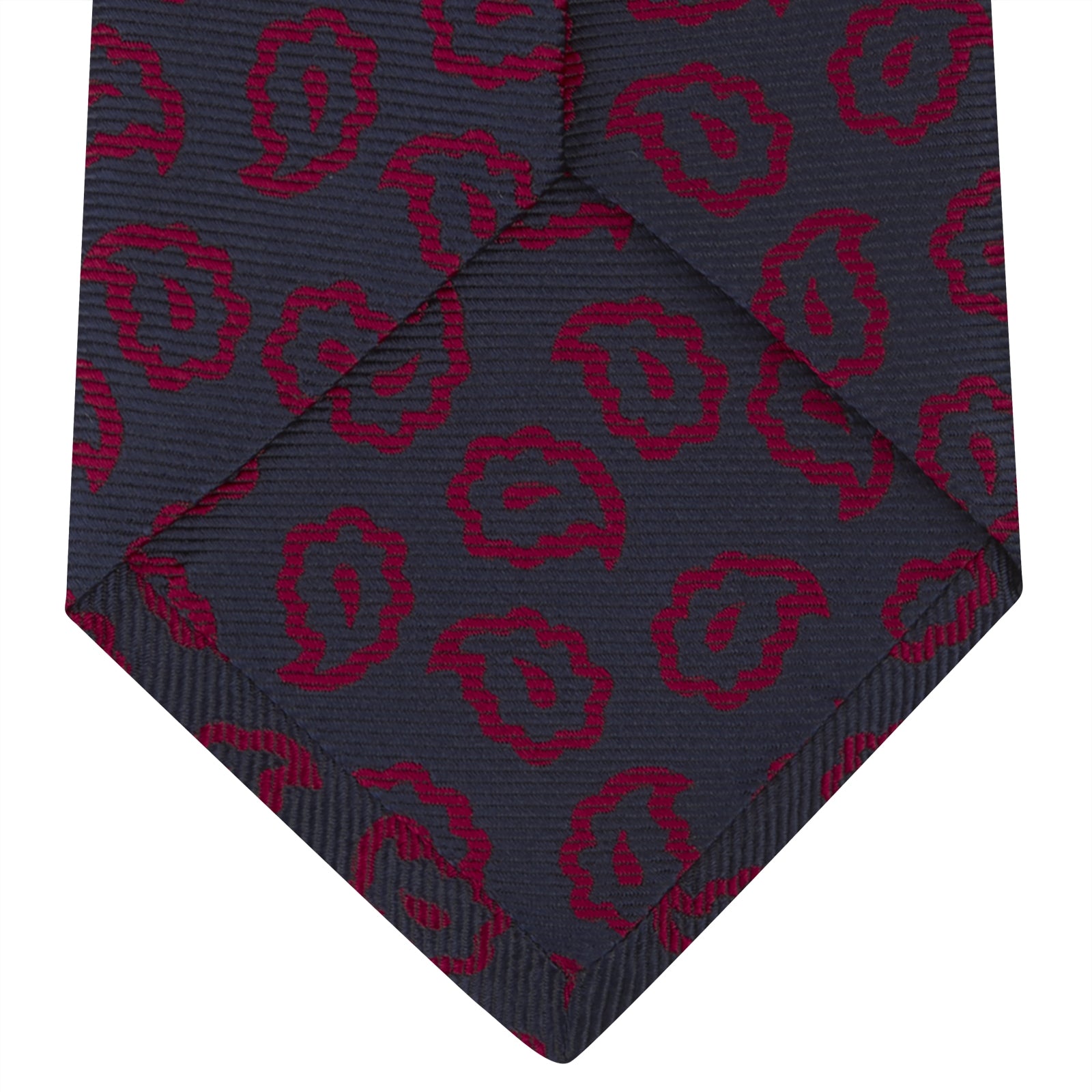 Navy and Red Petal Paisley Silk Tie