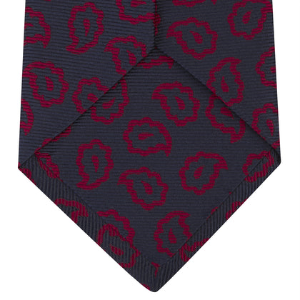 Navy and Red Petal Paisley Silk Tie Image 3