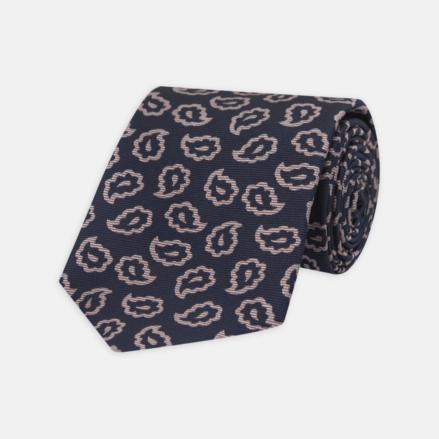 View 1 of product Navy and Pink Petal Paisley Silk Tie