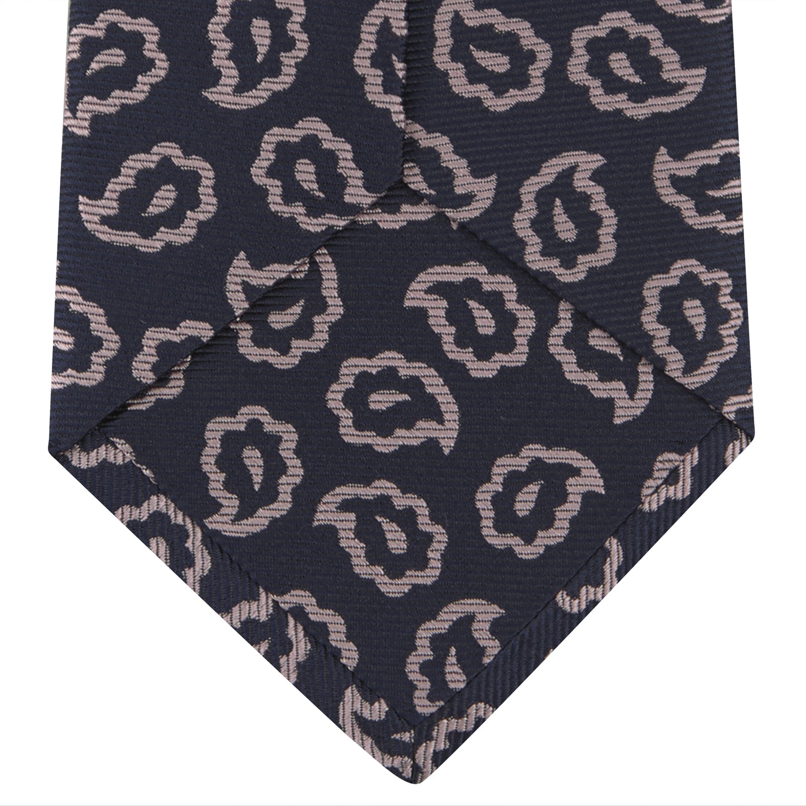 View 4 of product Navy and Pink Petal Paisley Silk Tie