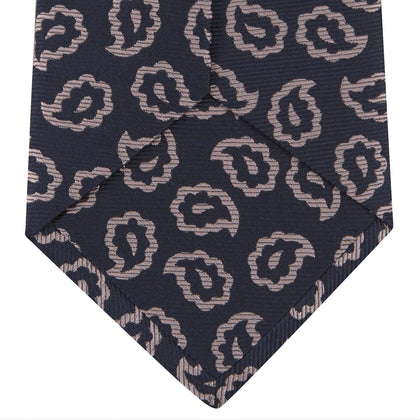 Navy and Pink Petal Paisley Silk Tie Image 3