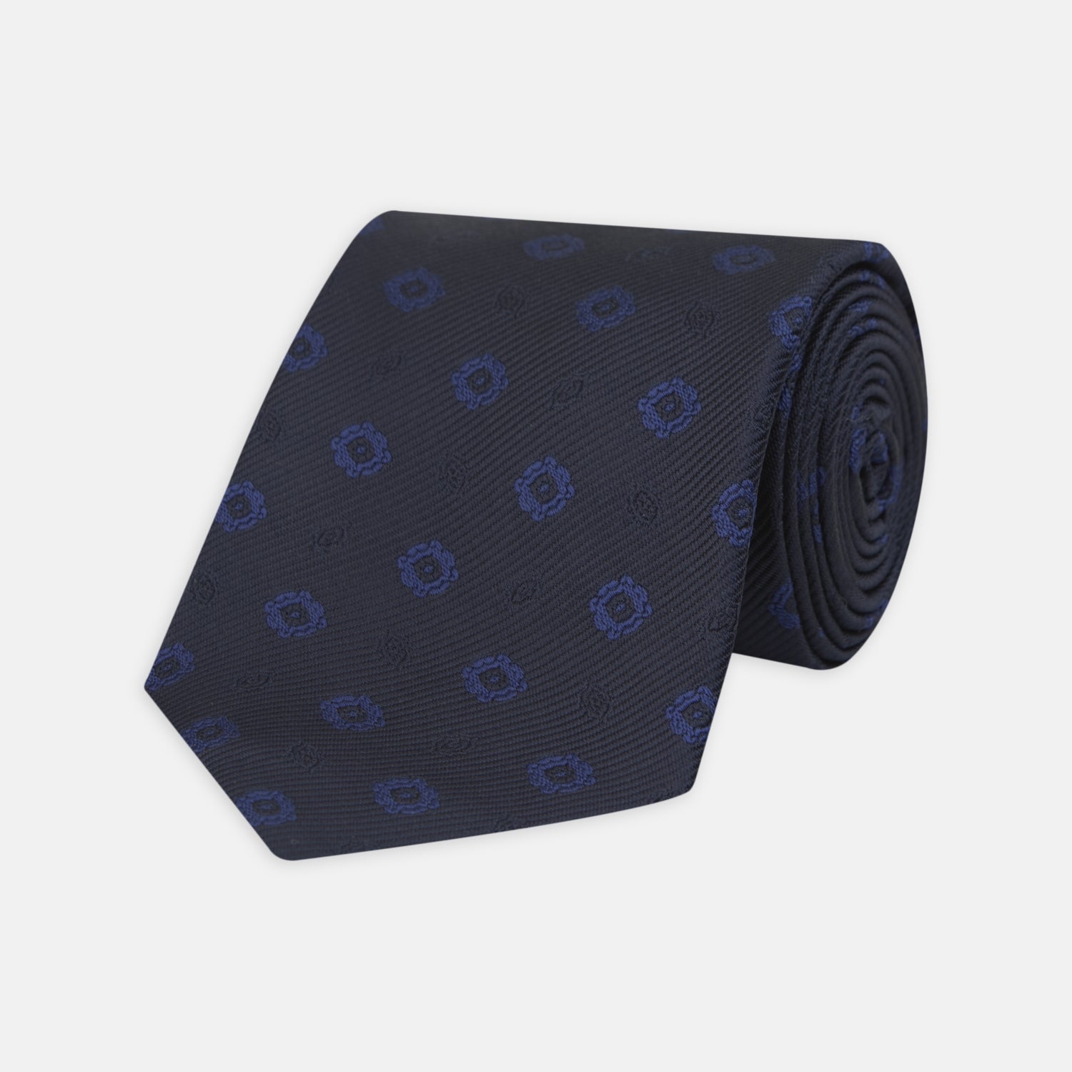 View 1 of product Navy and Blue Emblem Spot Silk Tie