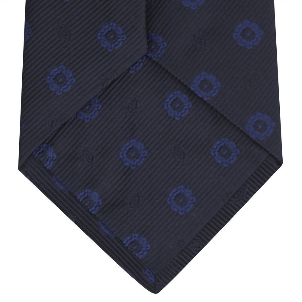 Navy and Blue Emblem Spot Silk Tie